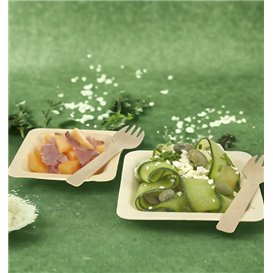 Square Wooden Plate 9x9cm (25 Units)