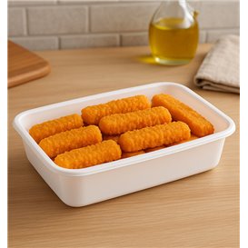 Rectangular Container in PP White 500ml 17,4x11,6x3,5cm (25 Units)
