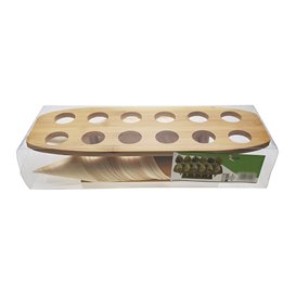 Bamboo Serving Cone Holder 12 Slots (4 Units)
