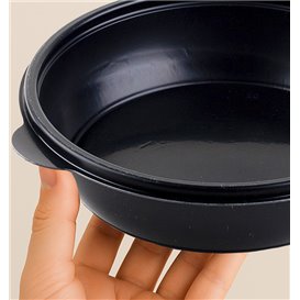 Plastic Deli Container PP Black 1000ml Ø23cm (25 Units)