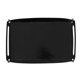 Paper Tray with Handles Rectangular shape Black 12x19 cm (10 Units) 