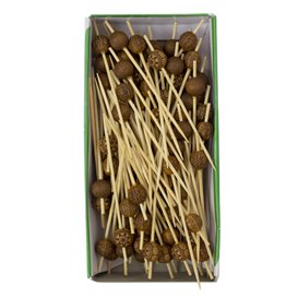 Bamboo Food Picks Ethnic Design 9cm (1200 Units)