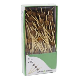 Bamboo Food Picks Ethnic Design 9cm (100 Units)  