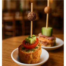 Bamboo Food Picks Ethnic Design 9cm (100 Units)  