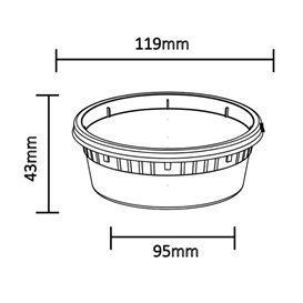 Plastic Deli Range Container in PP Transparent with Lid 240ml (40 Units)