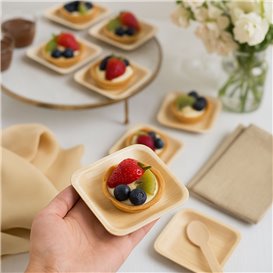 Square Wooden Plate 9x9cm (600 Units)