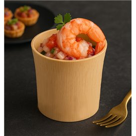Natural Carved Bamboo Cup Reusable Catering 8,4x9,2x9cm (12 Units)