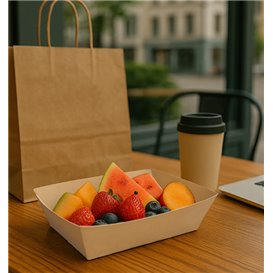 Bamboo Paper Food Tray Kraft 800ml 24x16x5,2cm (500 Units)