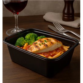 Rectangular Container in PP Black 1.000ml 17,3x11,9cm (50 Units)