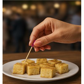 Bamboo Food Picks Fuchsia Tip 7cm (300 Units)