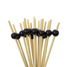 Bamboo Food Picks "Big Ball" Design Black 12,5cm in box (100 Units)  
