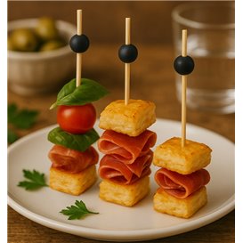 Bamboo Food Picks "Big Ball" Design Black 12,5cm in box (1.200 Units)