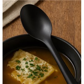 Reusable Soup Spoon in PP Black 15cm (50 Units)