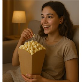 Paper Popcorn Box Large Size Kraft 150g 8,7x13x20,3cm (25 Units)