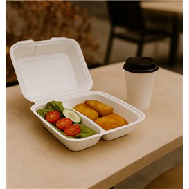 Sugarcane Hinged Burger Container 25,1x16,2x6,5cm (50 Units) 