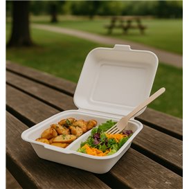 Sugarcane Hinged Burger Container 25,1x16,2x6,5cm (50 Units) 