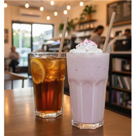 Paper Straight Straw Black Wrapped With a Kraft Sleeve Ø8mm 20cm (100 Units)