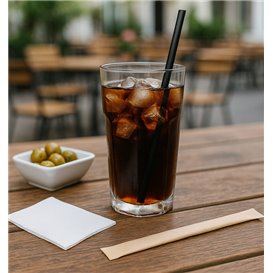 Paper Straight Straw Black Wrapped With a Kraft Sleeve Ø8mm 20cm (100 Units)