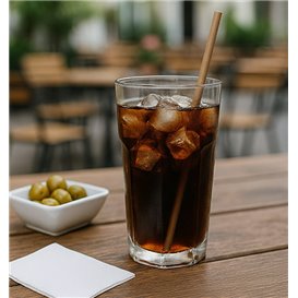 Paper Straight Straw Black Wrapped With a Kraft Sleeve Ø8mm 20cm (100 Units)