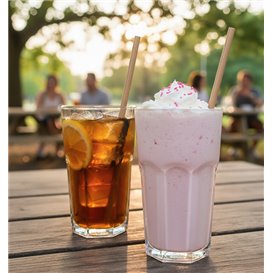 Paper Straight Straw Black Wrapped With a Kraft Sleeve Ø8mm 20cm (100 Units)