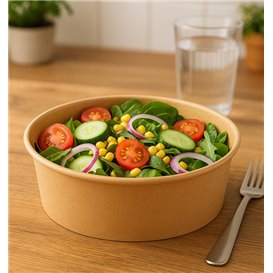 Salad Bowl Kraft-Kraft Cardboard 1.000ml Ø16,6cm (300 Units)