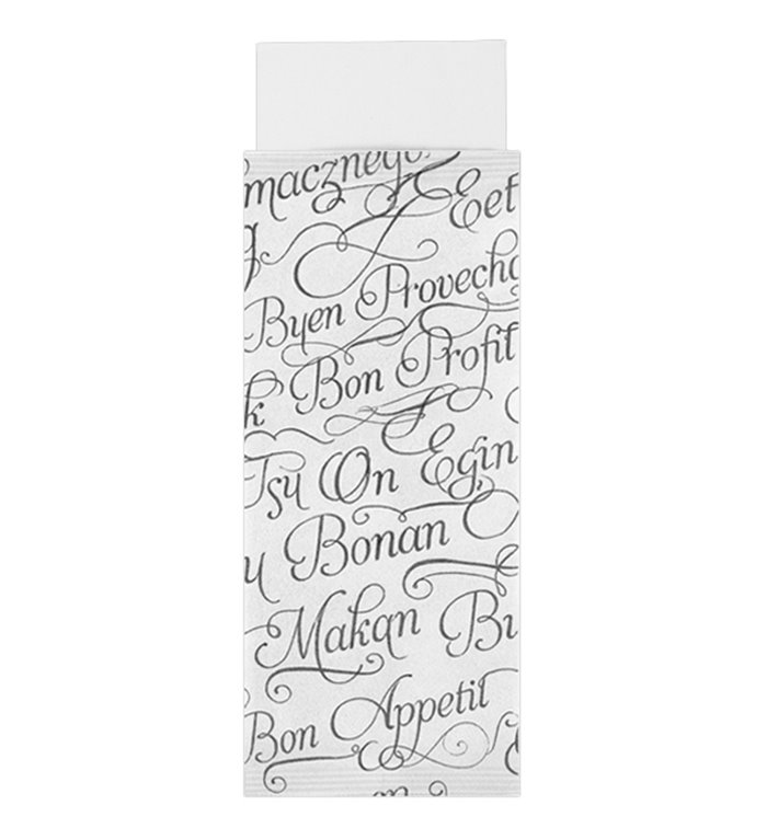 Paper Cutlery Sleeve with Napkin "Enjoy Your Meal" 11x25cm (100 Units)