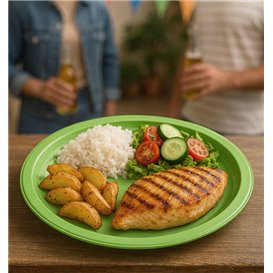 PS Reusable Plastic Plate Flat Lime Green Ø220mm (25 Units) PS Reusable Plastic Plate Flat Lime Green Ø220mm (25 Units)