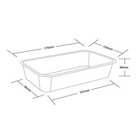 Rectangular Container in PP Transparent 500ml 17,4x11,6x3,5cm (500 Units)