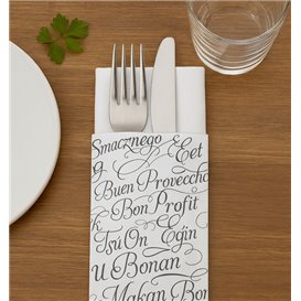 Paper Cutlery Sleeve with Napkin "Enjoy Your Meal" 11x25cm (800 Units)