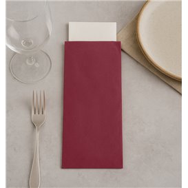 Paper Cutlery Sleeve with Napkin Burgundy 11x25cm (100 Units)