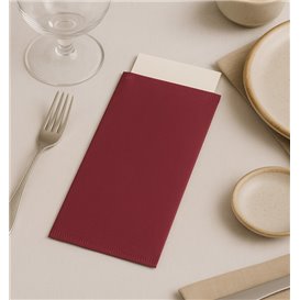 Paper Cutlery Sleeve with Napkin Burgundy 11x25cm (100 Units)
