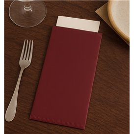 Paper Cutlery Sleeve with Napkin Burgundy 11x25cm (800 Units)