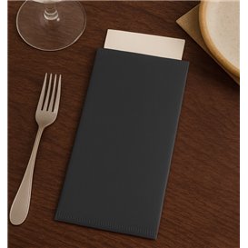 Paper Cutlery Sleeve with Napkin Black 11x25cm (100 Units)