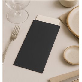 Paper Cutlery Sleeve with Napkin Black 11x25cm (800 Units)