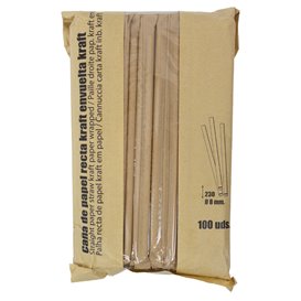 Straight Paper Straw with Sleeve Ø0,8x23 cm (100 Units)