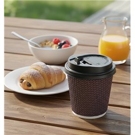 Lid with Hole for Paper Cup Black Ø7,3cm (100 Units)