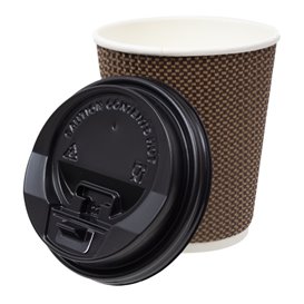 Plastic Lid with Hole PS Black Ø8,0cm (50 Units) 