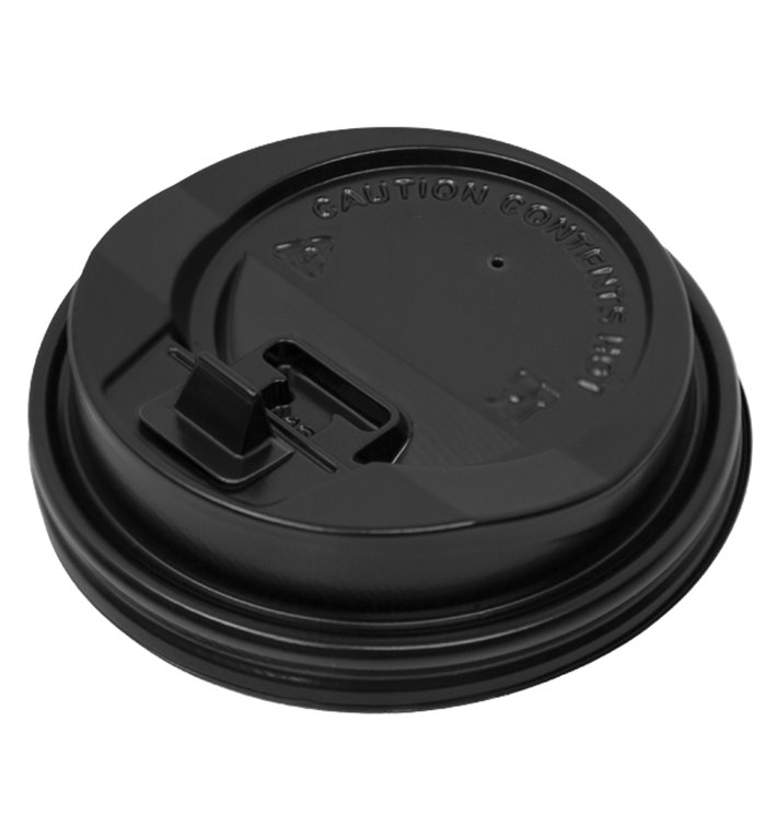 Black PS Lid SIP With Hole for Paper Cups Ø9cm (500 Units)