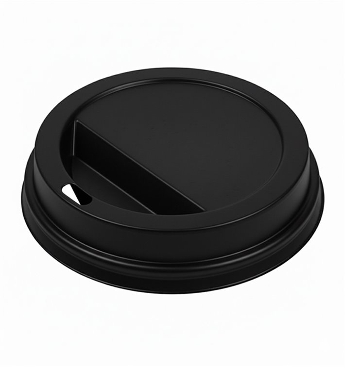 Black PS Lid Travel With Hole for Paper Cups Ø9cm (1.000 Units)