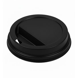 Black PS Lid Travel With Hole for Paper Cups Ø9cm (50 Units)
