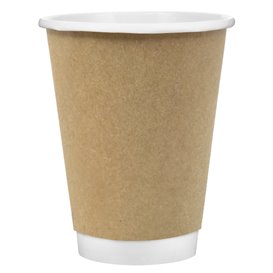 Cardboard Cup Double Wall Smooth Kraft 12Oz/360ml Ø9cm (500 Units)