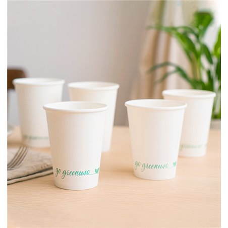 Go Green white cardboard cup 8oz