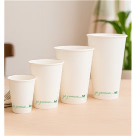 White "Go Green" Paper Cup 8Oz/240ml Ø8cm (50 Units)