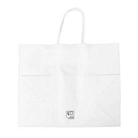 Paper White Bag with Flat Handles 80g/m² 32+16x27cm (25 Units) 