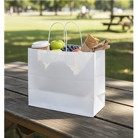 Paper White Bag with Twisted Handles 80g/m² 32+16x27cm (25 Units) 