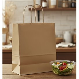 Paper Kraft Bag with Twisted Handles 80 g/m² 22+10x28cm (250 Units)