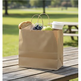 Paper Kraft Bag with Twisted Handles 80 g/m² 32+16x26cm (25 Units)