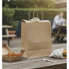 Paper Kraft Bag with Twisted Handles 80 g/m² 22+10x28cm (25 Units)