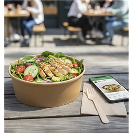 Paper Container Kraft-Kraft and RPET Lid 38 Oz/1140ml (25 Units)