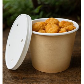 Paper Bucket Kraft with Lid 1750ml (25 Units)